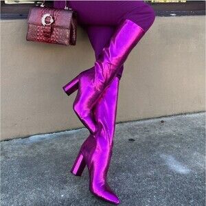 INC International Concepts Metallic Purple Paiton Tall Heeled Boots